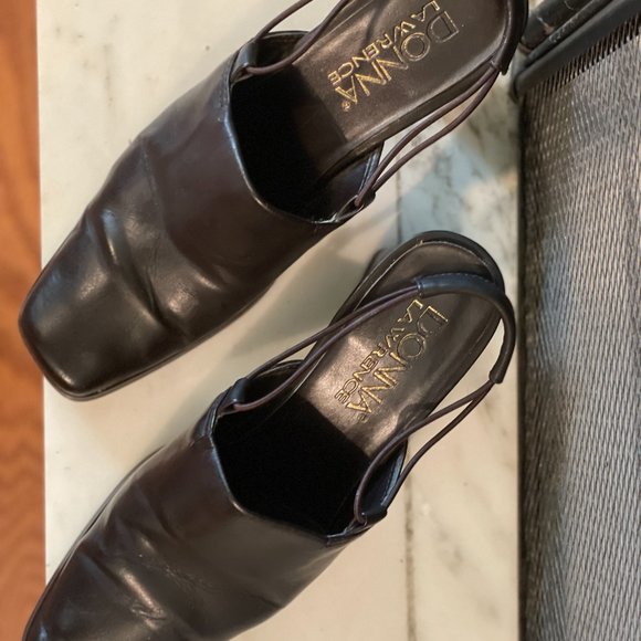 Dark Brown Donna Lawrence Sling Back Heels Size 7 - Picture 2 of 7